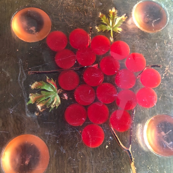 Vintage ‘ 60s ‘70s Cherries Lucite W Feet Trivet - Picture 3 of 7